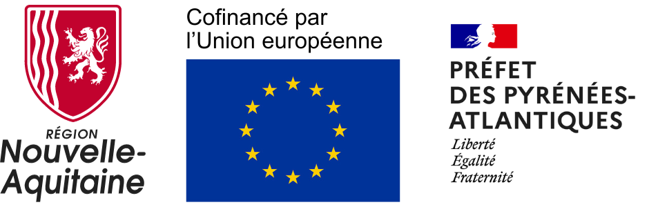 Logos de la région nouvelle aquitaine, le FSE et l'état français